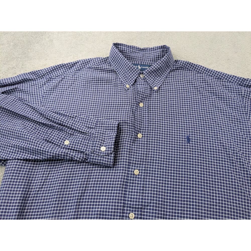 Ralph Lauren Blake XL Long‎ Sleeve Button Down Blue Check Plaid Shirt Mens